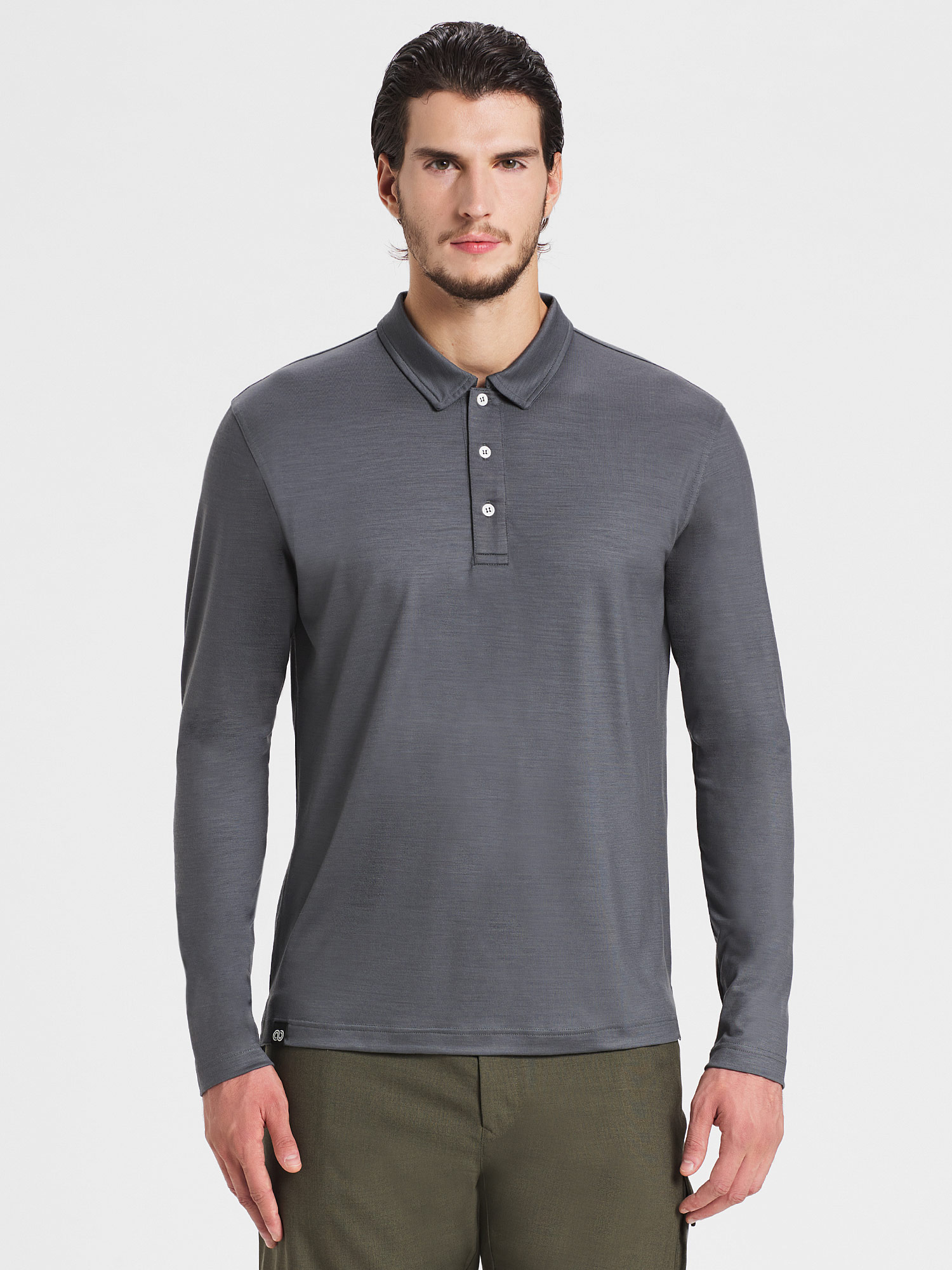 INDY - green merino jersey 190 gr polo long sleeve for man | Rewoolution