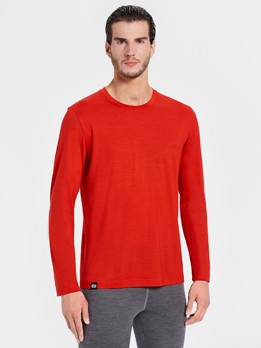 GRAB - red merino jersey 140 gr long sleeve for man | Rewoolution |